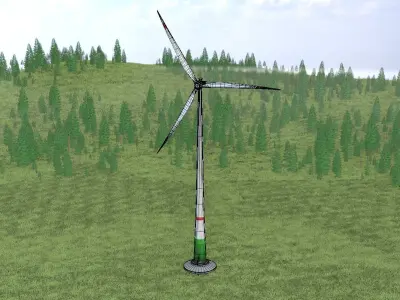 Wind-turbine with foundation E1 H-160 RD 138 m Low-poly 3D model