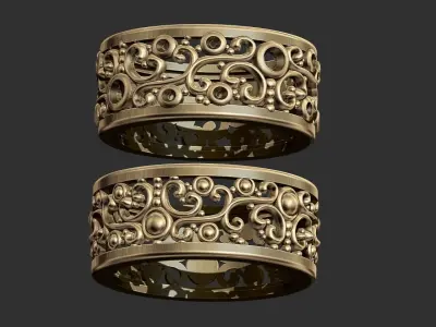 Arabesque Male and Female Ring 3D print model