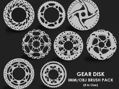 Gear Disk IMM OBJ Brush Pack 8 in One 3D model