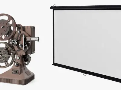 Movie Projector and Projection Screen Collection 3D model