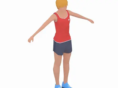 Step Side  Exercise Woman Animation Low-poly 3D model