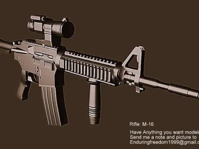 Rifle low-poly ar - 3D model