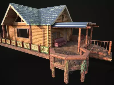The lake house barn log cabin 3D model 3D model