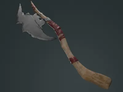 Wooden Combat Axe - Low Poly 3D Model Free low-poly 3D model