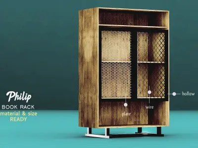 Interior working room set industrial design Low-poly 3D model