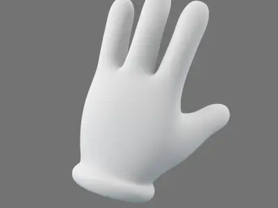 Cartoon Glove Hands Low Poly 4 fingers 3D model