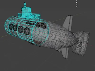 Small Explorer submarine Low-poly 3D model