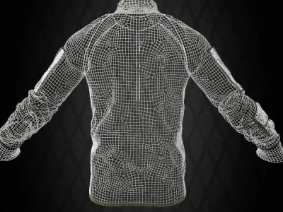 White Military Combat Shirt 3D model