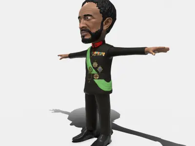 Emperor Haile Selassie caricature Low-poly 3D model