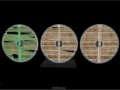 Shield with damage phases Low-poly 3D model