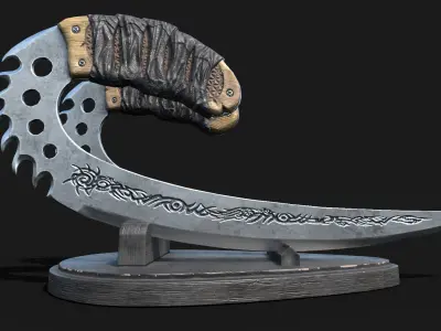 Low-Poly Daggers 3D model with Pedestal Low-poly 3D model