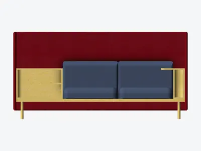 Sofa - Contemporary - Flame - Corner Shelf - Left Work Shelf Low-poly 3D model