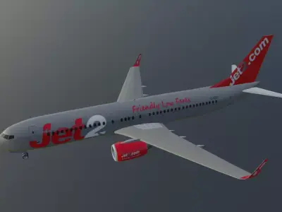 Jet2 Boeing 737-800 low poly 3D Model with cockpit   Low-poly 3D model