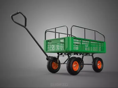 PLASTIC CRATE BED RAILS FENCE CAGE TROLLEY CART UTILITY TRUCK 4W 3D model