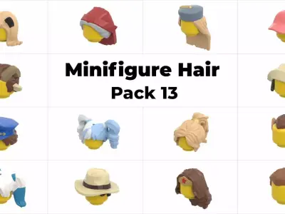 TwindBricks3D - Minifigure Hair pack 13 3D print model
