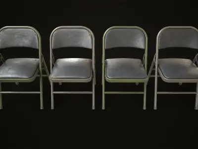  Metal folding chair Low-poly 3D model