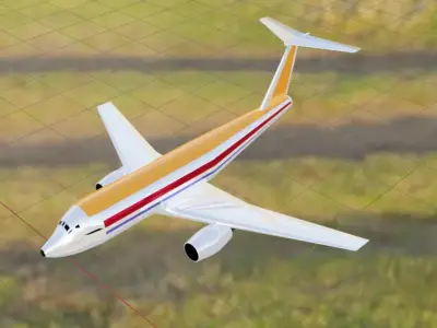 Fictional Twin Engine T-Tail Jetliner F29 Inspired Low-poly 3D model