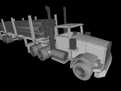 Wooden Toy Logging Truck Semi Trailer 3D model