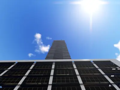 tower 4 tall building with helicopter on top Low-poly 3D model