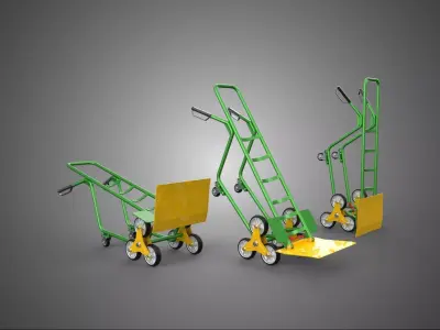 ADJUSTABLE PLATE TOE BASE BED POSITION HAND TRUCK STAIR CLIMBING 3D model