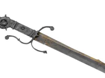 Falchion medieval sword Low-poly 3D model
