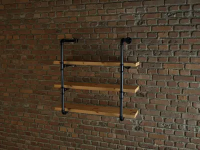 Industrial style pipe shelves Free 3D model