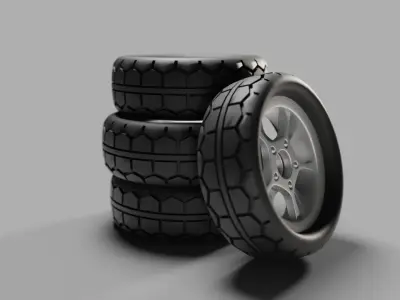 Car Rubber Tyres 02 Low-poly 3D model