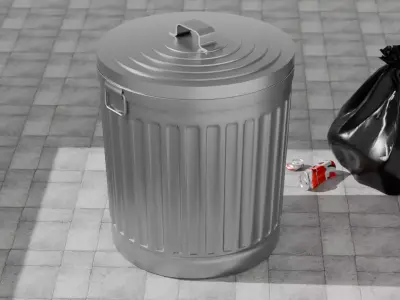 Free Urban Metal Trash Can - Unity Prefab - Game Ready Free low-poly 3D model