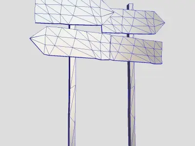 Wooden Sign 2 Low-poly 3D model