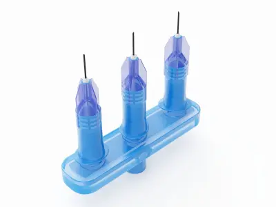 Multi Injector 3 Needles Straight Blue 3D model