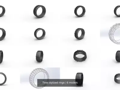 Tires stylized rings 3D Model Pack