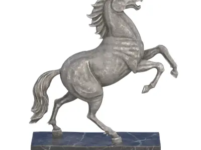 Rearing horse stone statues Low-poly 3D model