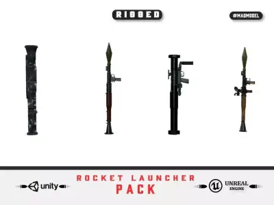 guns rigged rocket launcher pack 3D model