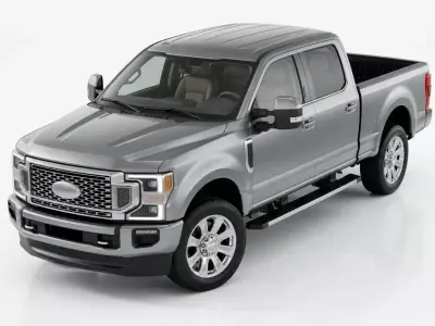 Modern Silver Heavy Duty Crew Cab Pickup Truck 3D model