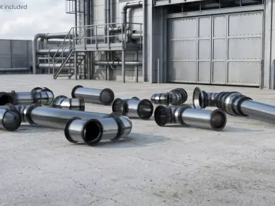 Industrial Stainless Steel Pipe Fittings Set 3D model