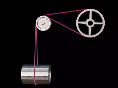 Mechanical Pulley Animated 3 3D model