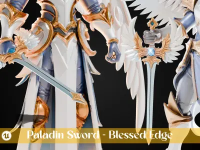 Stylized Sword - Paladin Sword Blessed Edge - Game Ready 3D model