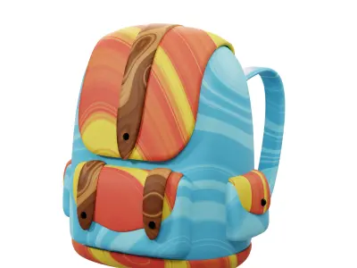 Educational Schoolbag 3D Icon Low-poly 3D model