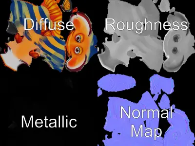 Cartoon Fish Model Pack with Vibrant Colors Low-poly 3D model