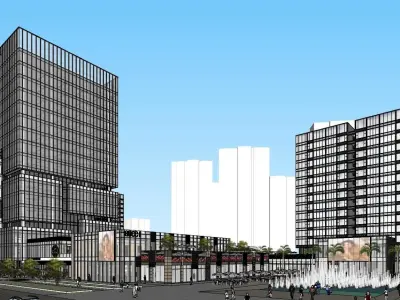 SU model of office and commercial building in Nansha 3D model