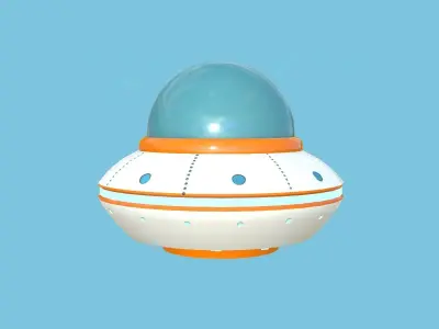 Cartoon UFO A1 - SciFi Flying Saucer - White Orange Low-poly 3D model