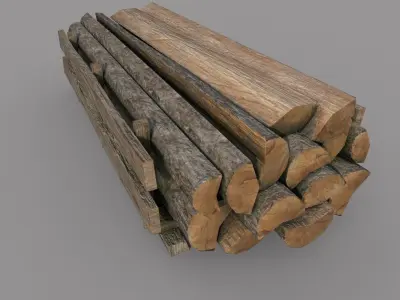 Wood logs B Low-poly 3D model