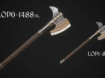 Fantasy Axe 2B Low-poly 3D model