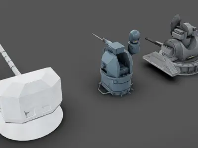 Deck Guns 03 Low-poly 3D model