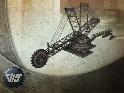 Bucket wheel excavator Low-poly 3D model