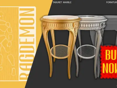 Taboret  Marble Top 3D model
