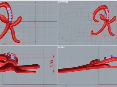 K letter pendant 3D print model buy