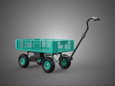 SMART BATTERY POWERED UTILITY HAND CART TROLLEY RACK CRATE TRAY 3D model