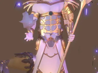 Atlant mermaid holding spear 3D model