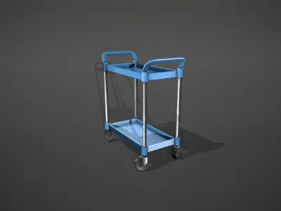 Blue Service Cart Low-poly 3D model